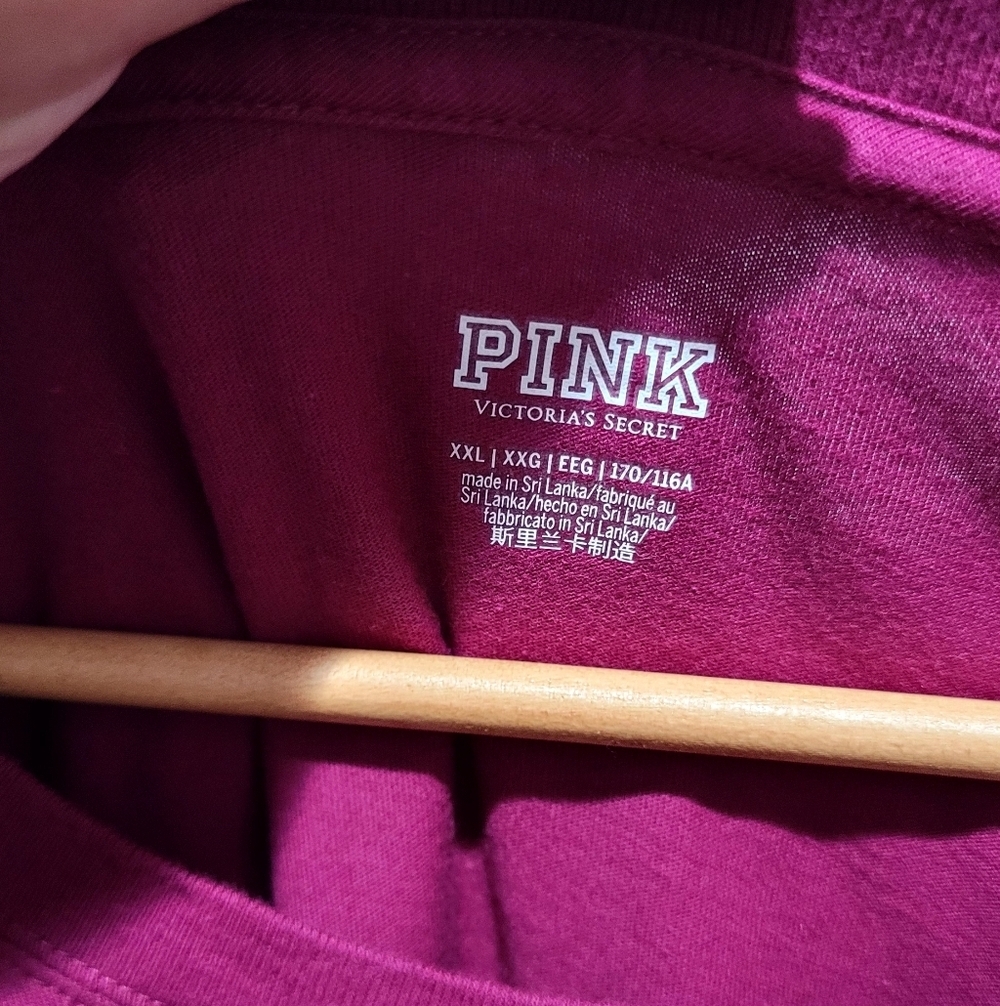 PINK Victorias Secret Vivid Magenta Oversized Long Sleeve Campus Tee XXL - Picture 5 of 10